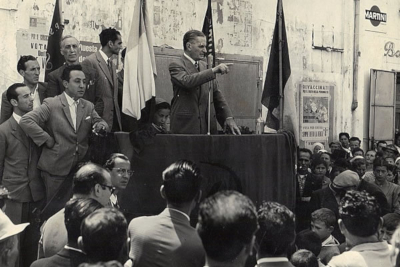Un comizio dell'on. Fausto Gullo