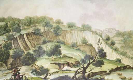 Frane indotte dai terremoti del 1783 (Atlante iconografico allegato alla “Istoria” di M. Sarconi, 1784).